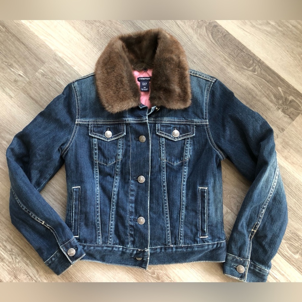 Gap Denim Jacket with Faux Fur Collar